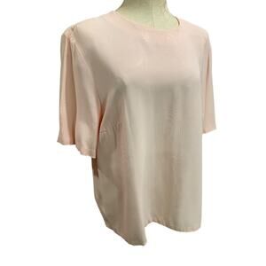 22W Ms Russ Womens 1980s Pink Blouse Shirt Short Sleeve Pullover
